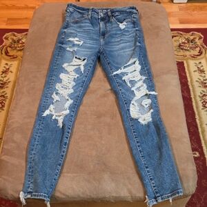 American Eagle Outfitters Ripped Blue Skinny Jeans
